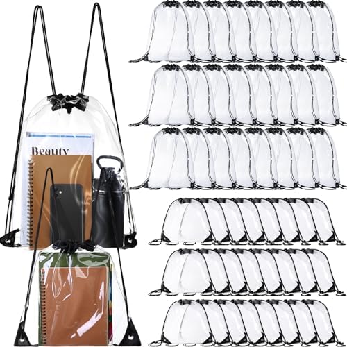 Amazon.com | Silkfly 70 Pcs Clear Drawstring Backpacks Bulk
