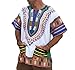 RaanPahMuang Brand Unisex Bright African White Dashiki Cotton Shirt #90 Aqua blue X-Large