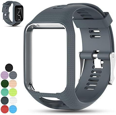 iFeeker Accessory Replacement Soft Silicone Gel Watch Band Wristband Strap Sport Bracelet for TomTom Runner 2/Runner3/Spark3 GPS Running Smartwatch