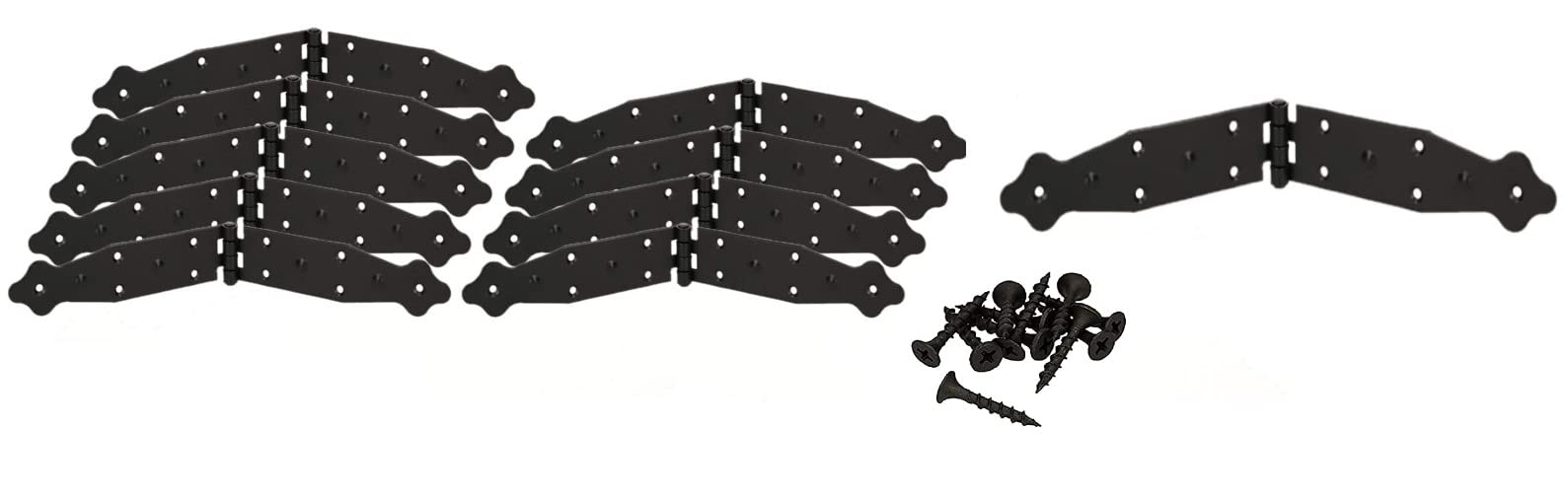 KOTARBAU® Set of 10 Box Hinge Table Hinge Furniture Hinge Chest Hinge Wing Hinge Powder Coated Black (290 x 35 mm)