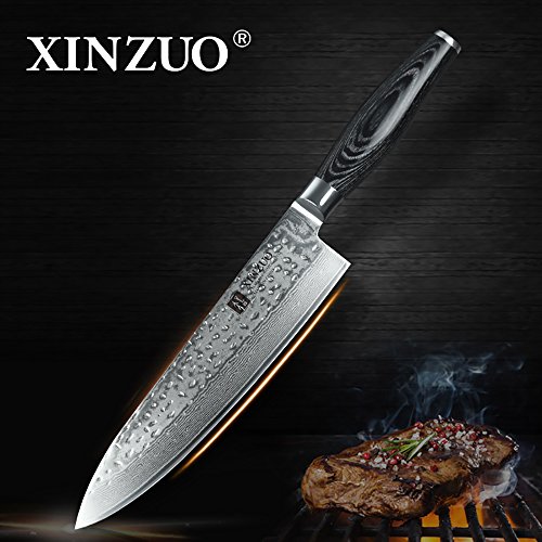 Xinzuo 8 inches hammered forging damascus chef knife ki…