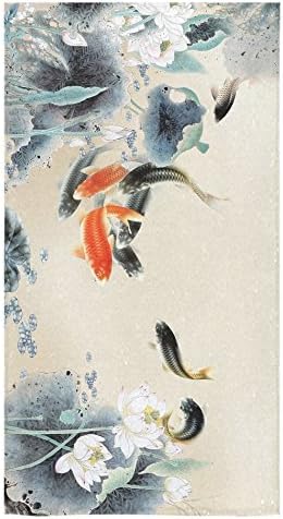 Japanese Fancy Carp Koi Fish Sale Custom Bath Towels Large Soft and Comfortable Travel Beach Bathroom Shower Washcloth Wrap for Men/Women 80% Polyester 20% Cotton, (30" x 56")