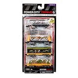Jakks Pacific Year 2013 Power City Trains Series 4 Pack Train Accessory Set - King Safari Park SAFARI FREIGHT with Flatbed Trailer with Removable Helicopter, Freight Car with Removable Rocks, Cage Car and Gator Tanker by Power Trains