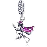 Eternalll Jewellery Halloween Charms for Women 925 Sterling Silver Beads Halloween Pumpkin Skull Enamel Charm for Bracelets (Witch Charms)