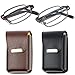 Reading Glasses Set of 2 Fashion Folding Readers with Leather Cases Brown and Gunmetal Glasses for Reading for Men and Women +3.5