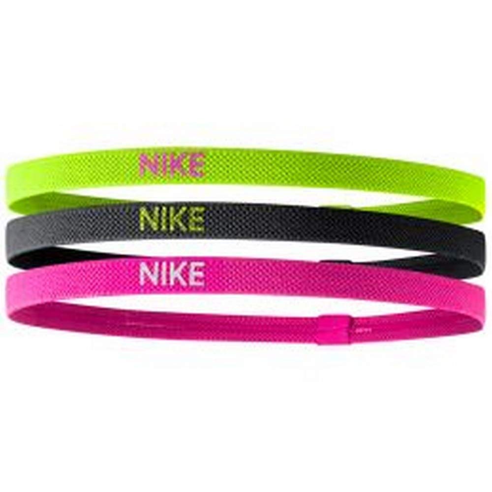 Nike Elastic Hairbands (3 Pack), unisex_adult, Drinking bottle., N.JN.04.983.OS, Volt/Black/Hyper Pink, standard size