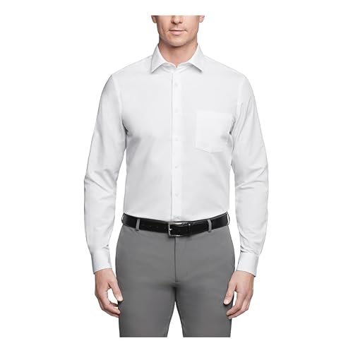 Van Heusen Men's Dress Shirt Regular Fit Poplin Solid, White, 18.5" Neck 36"-37" Sleeve, 20F7795