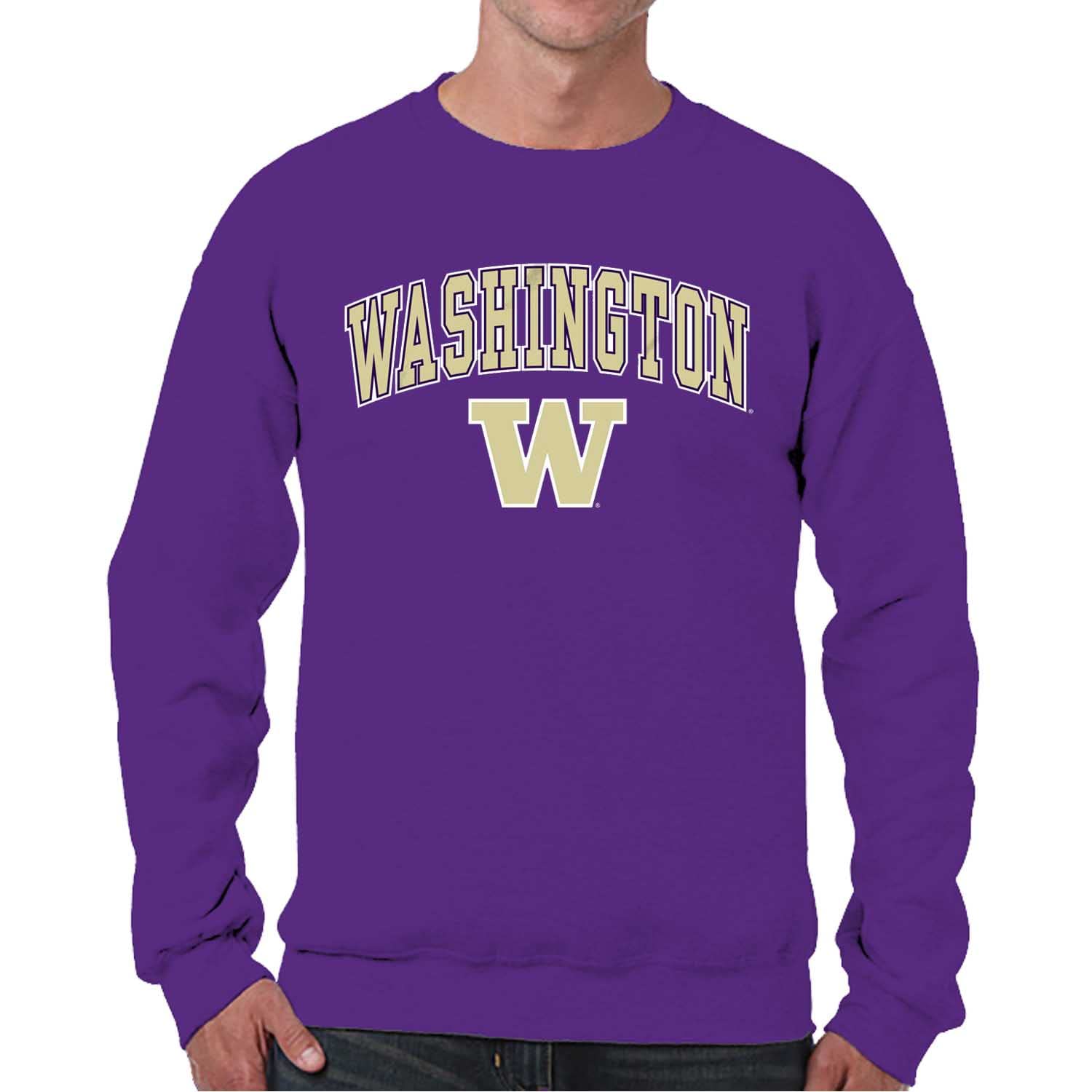 Campus Colors Adult Arch & Logo Soft Style Gameday Crewneck Sweatshirt (Washington Huskies - Purple, Medium) Image