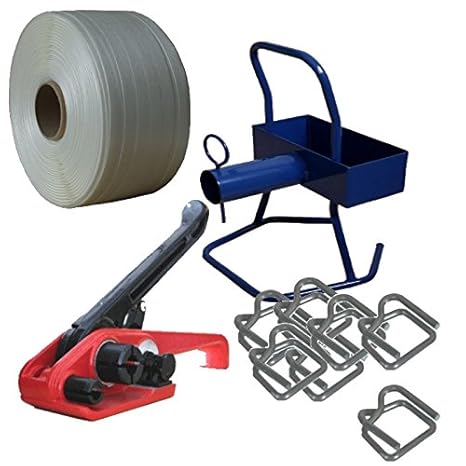 19mm Textilband Umreifungsset * Umreifungs Set Bündelset Bündelgerät Textilbandumreifung * Drahtklammern Verschlussklemmen Ab