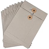 10 Pack Vintage Kraft Paper Envelope with String Closure Kraft Paper File Folders Document Organizer Pocket Envelope for Invitations Greeting Cards Letters Postcard Bills Organizer