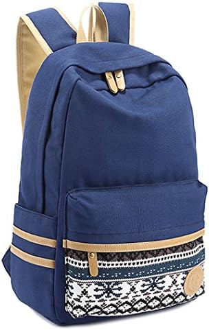Backpacks School Backpack Laptop Cotton Canvas Travel Backpack (Nany Blue)