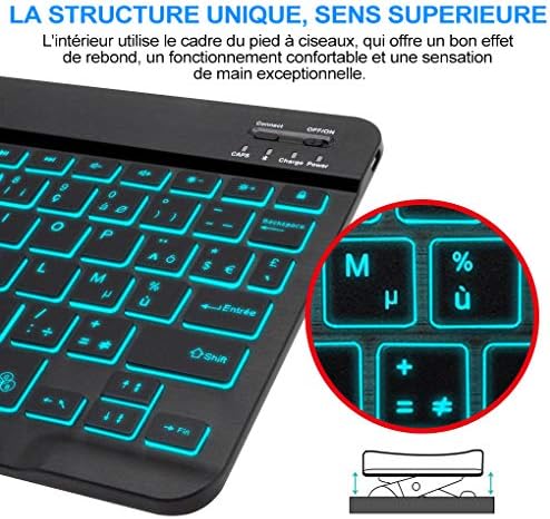 HOTLIFE Clavier Français Bluetooth sans Fil, Clavier Rétroéclairé [AZERTY français] Wireless Bluetooth Ultra Fin avec Batterie Rechargeable, Systèmes iOS, Longue Durée de Veille Léger et Portable