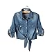H.S.D Cool Knotted Short Denim Shawl Coat Top Jacket Dark Blue Asian XXL