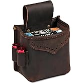 TOURBON Leather Shotgun Shell Holder 12 Gauge Ammo Pouch 1 Box Carrier Ammunition Storage for Sporting Clay Trap Skeet Shooting