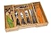 Expandable Bamboo Wood Cutlery Tray Drawer Utensil Organizer for silverware and cooking utensils with 7 sections - 2 Adjustable parts to fit comfortable in kitchen drawers by Arange