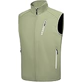 LZACTOIN-X Men's Lightweight Golf Vest Windproof Softshell Vests Outerwear Multi-Pockets Zip Up Sleeveless Jacket