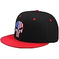 ADJUEMB Classic Snapback Hats Skull Embroidery Adjustable Flat Bill Hat Unisex Baseball Caps