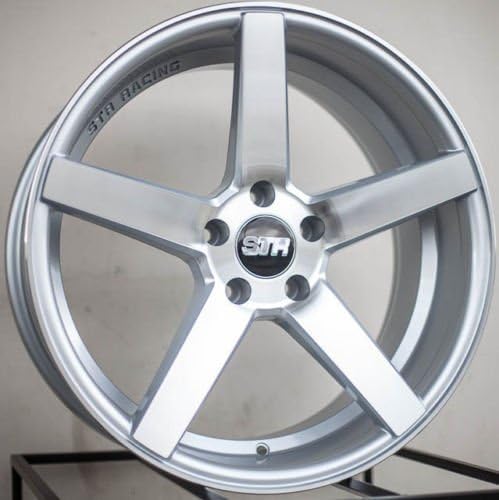 20X9/10.5 STR607 STR 607 SILVER MACHINED FACE STAGGERED WHEELS 5X114.3 RIMS FITS CUSTOM BOLT PATTERNS