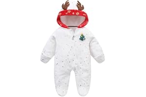 MOKITONI Baby Fleece Jumpsuit for 0-3 Months Infant Bear Snowsuit Newborn Romper Warm Coat