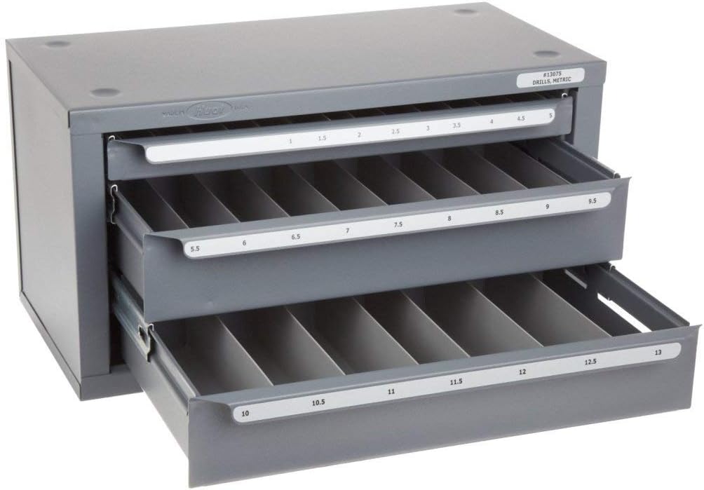 Huot 13075 ThreeDrawer Drill Bit Dispenser for Metric Sizes 1