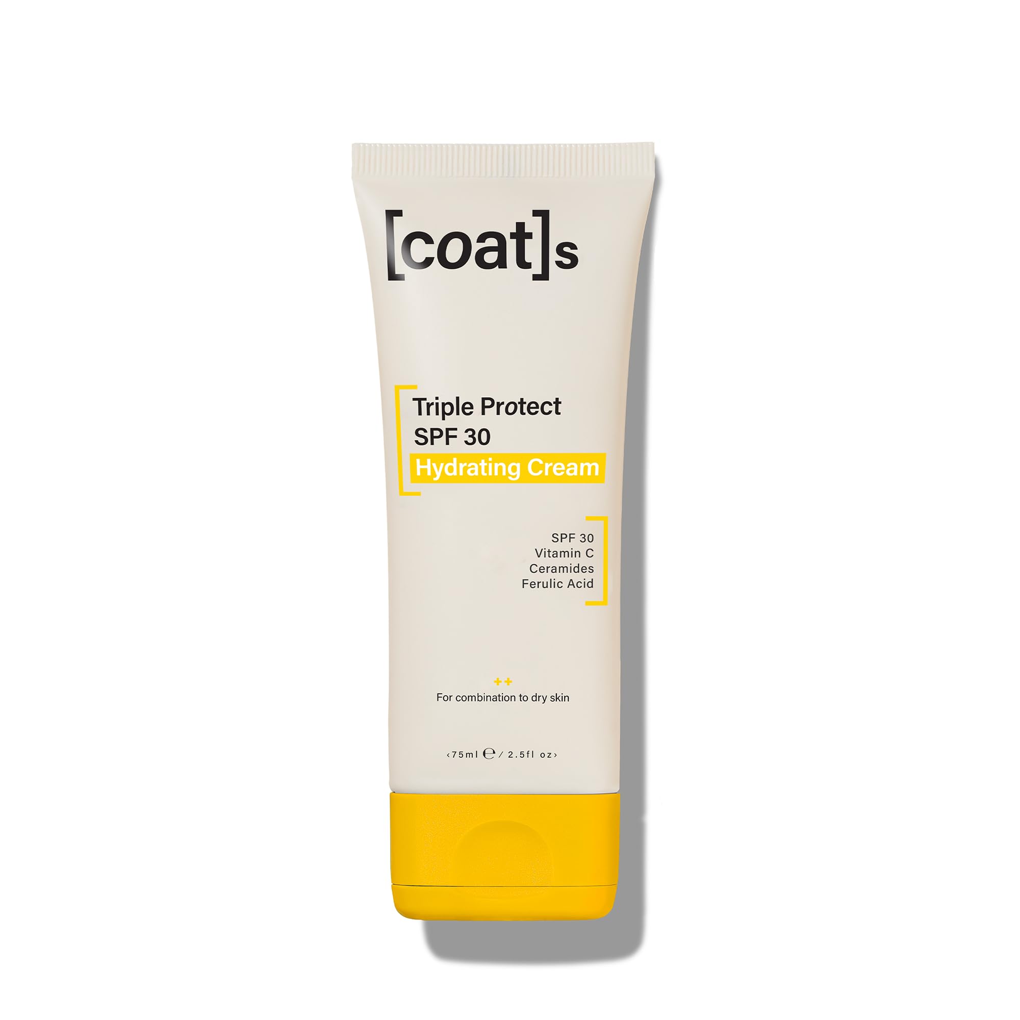 Coats Daily Triple Protect SPF 30 Hydrating Face Moisturiser with Ceramides + Vitamin C, UVA/UVB Protection – Lightweight, Non-Comedogenic Sunscreen for Combination to Dry Skin – 75 ml