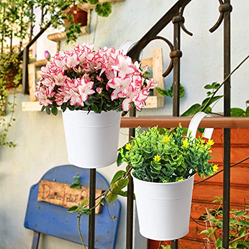 MorTime 10 Pack Metal Hanging Bucket Planter with Hook, 4 Inches Mini
