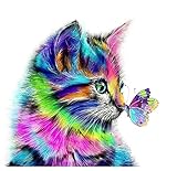 DIY Diamond Pianting Kits for Kids Diamond Dotz Diamond Drawing (Colorful cat, 30x30cm)