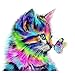 DIY Diamond Pianting Kits for Kids Diamond Dotz Diamond Drawing (Colorful cat, 30x30cm)