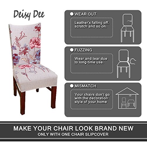 Deisy Dee Stretch Chair Cover Removable Washable for Hotel Dining Room Ceremony Chair Slipcovers Pack of 6 (J) - Thumbnail 2