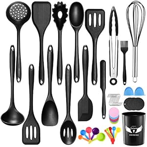 Kitchen-Cooking-Utensils-Set-with-Holder-Oudekay-48-Pack-Silicone-Cooking-Utensils-for-Nonstick-Cookware-Heat-Resistant-Spatula-Set-Dishwasher-Safe-Kitchen-Gadgets-Cookware-Tool-Set Kitchen Cooking Utensils Set with Holder, Oudekay 48 Pack Silicone Cooking Utensils for Nonstick Cookware Heat Resistant…