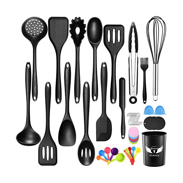 Kitchen-Cooking-Utensils-Set-with-Holder-Oudekay-48-Pack-Silicone-Cooking-Utensils-for-Nonstick-Cookware-Heat-Resistant-Spatula-Set-Dishwasher-Safe-Kitchen-Gadgets-Cookware-Tool-Set Kitchen Cooking Utensils Set with Holder, Oudekay 48 Pack Silicone Cooking Utensils for Nonstick Cookware Heat Resistant…