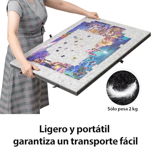 TTMXI Tablero para Rompecabezas 1500 Piezas, Mesa Plegable con 6 Cajones Organizadores, Puzzle Board Inclinable, Base Porta Rompecabezas 77x53.6 cm
