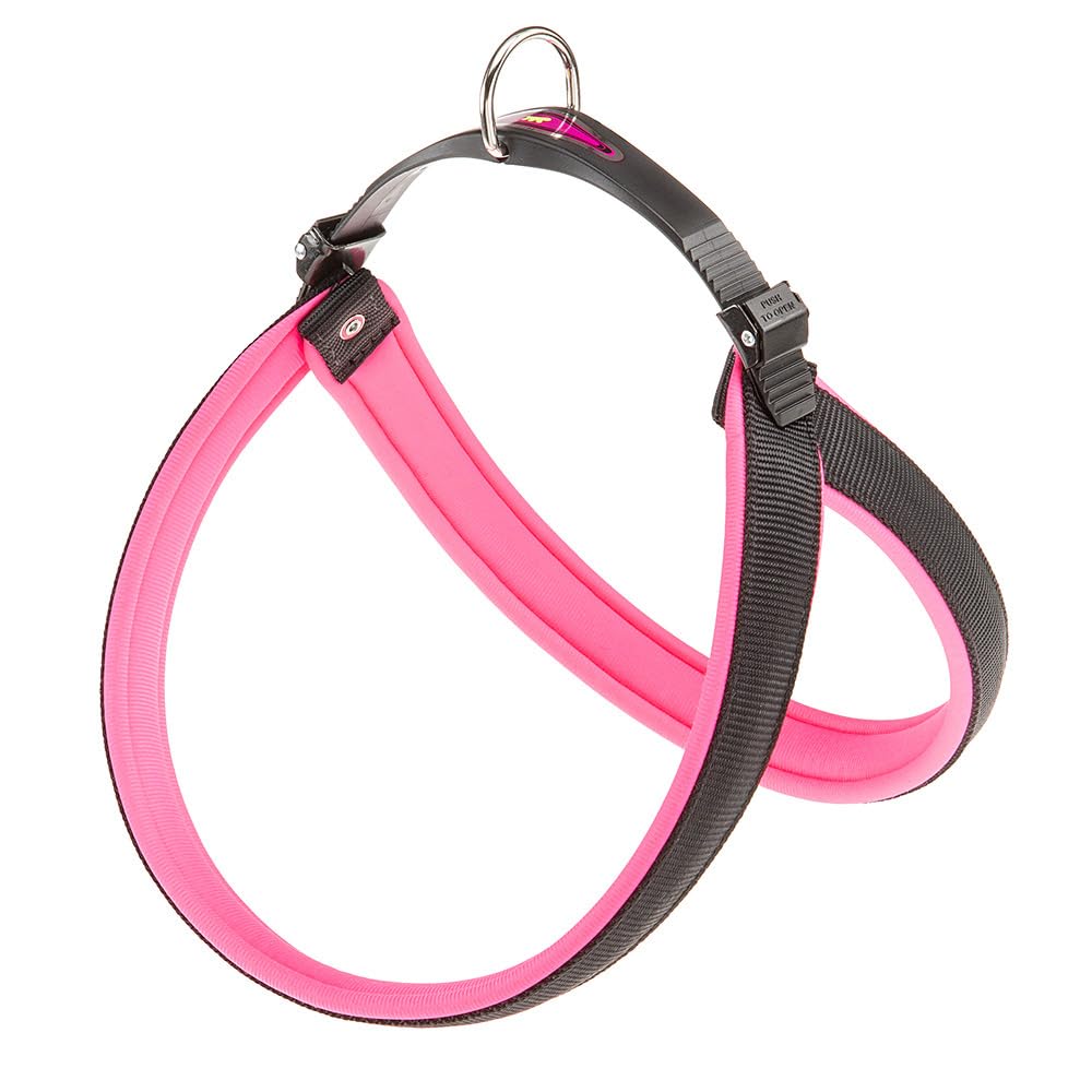 Ferplast Harness for Large Dogs AGILA FLUO 8 Dog Harness with Soft Padding, Quick Release and Attachment System, Chest Size 69-77 cm. Pink