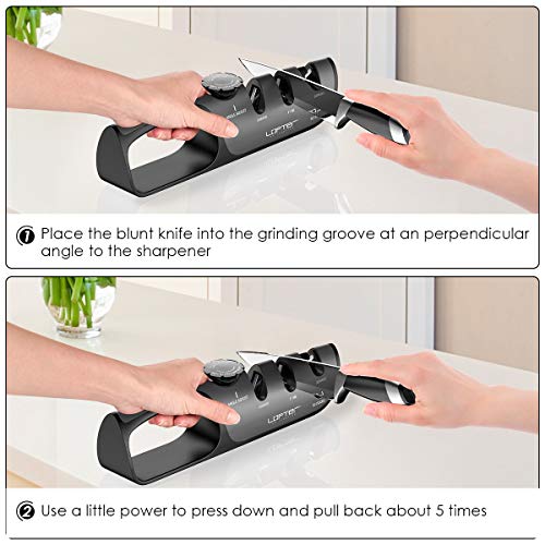 LOFTer Knife Sharpener, Scissors Sharpener with Angle Adjustment Knob