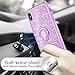 VEGO Case for Apple iPhone XS Max 6.5 inch,Glitter Case Bling Diamond Rhinestone with Kickstand Ring Grip for Girls Women Case for iPhone XS Max (Purple 6.5 in)