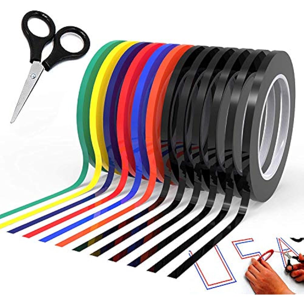 Adhesives Graphic Chart Tape Art Whiteboard Vinyl 12 Pacs 1/8" Self