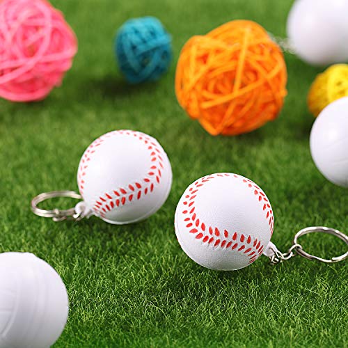 20 Pack White Baseball Keychains for Party Favors, School Carnival