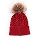 oenbopo Baby Winter Warm Knit Hat Infant Toddler Kid Crochet Fur Hairball Beanie Cap Red