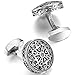MOWOM Silver Tone Black 2PCS Rhodium Plated Cufflinks Celtic Cross Shirt Wedding Business