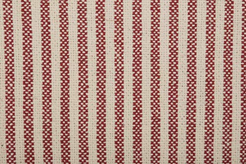 Piper Classics Homespun Red Ticking Queen Coverlet Bedspread, 94" x 94", Rustic Primitive Farmhouse Bedding, Natural Cream Woven w/Red Stripes Blanket