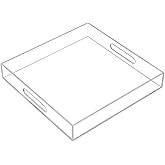 Clear Sturdy Acrylic Serving Tray with Handles - 12x12Inch - Coffee, Appetizer, Breakfast, Butler Tray - Kitchen Countertop & Makeup Drawer Organizer