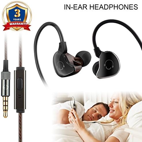Sport Headphones Earbuds with Microphone, Corded Earphones with Mic Bass, 3.5mm Wired Earbud, In Ear Headphones Noise Cancelling, Stereo Earbuds for Apple iPhone iPad iPod Android Samsung Running