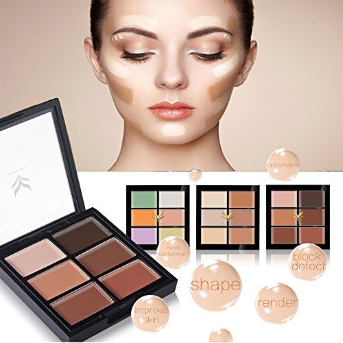Cosmetics Cream Contour and Highlighter Makeup Kit Contouring Foundation Concealer Palette Vegan Cruelty Free Hypoallergenic Step-by-Step Instructions Included (02)