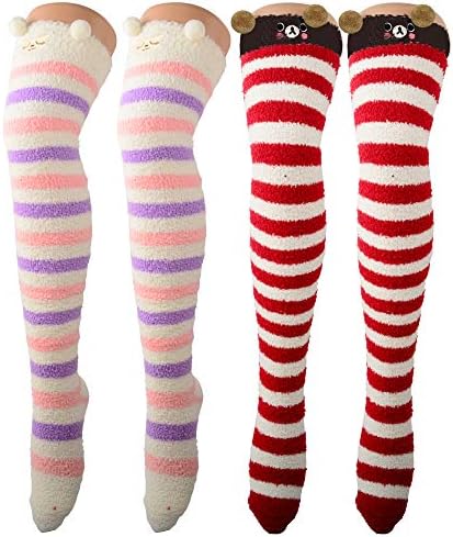 PUTON Women's Over the Knee Thigh High Cotton Stocking Socks (Pack of 3)