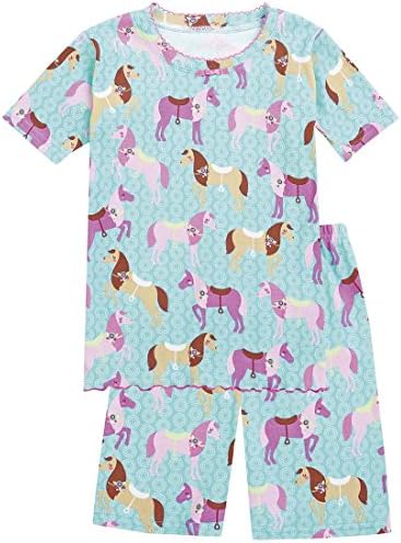 CWDKids Children's Cotton Ruffle Short Pajamas - Horse, Size 6