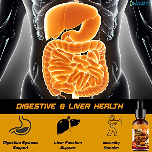 ANUMED Organic Turmeric Curcumin Liquid Drops 775mg with Bioperine (Black Pepper Extract