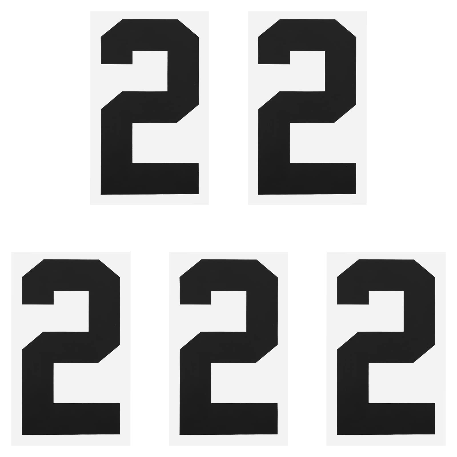 Photo 1 of 2 pack MECCANIXITY Iron on Number 2 Heat Transfer 8" Black Single Number for Team Uniform, Sports T-Shirt, Football, Basketball, Baseball Pack of 5