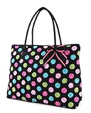 Belvah Extra Large Quilted Polka Dots Tote Handbag