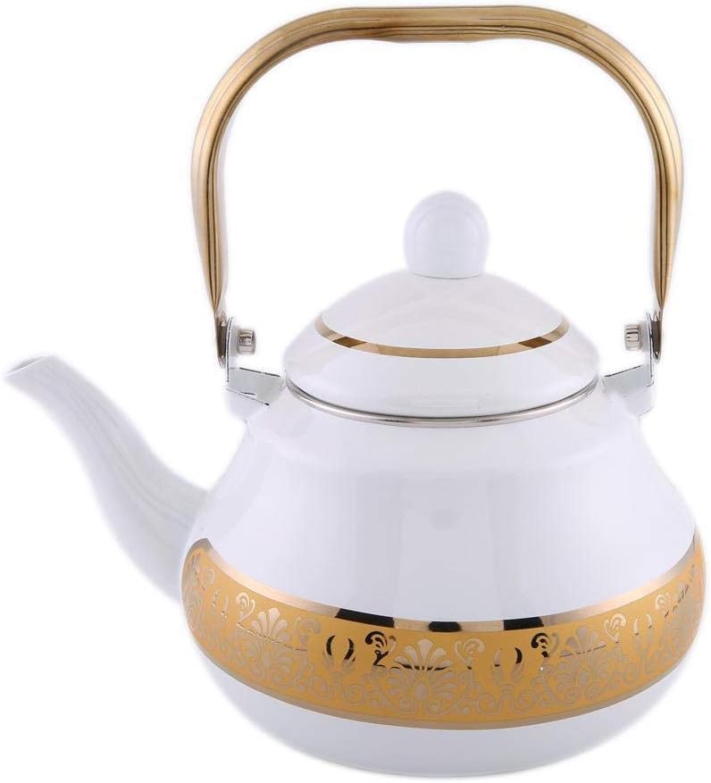 Retro Style Enamel Kettle Diner Ware Teapot Kitchen Tools Kettle Samovar Electric Kettle Tea Pots Enamel Coffee Pot Tea Kettle Oil Pot, 2.0L (Size : 1.5L)