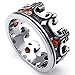 KONOV Mens Cubic Zirconia Stainless Steel Ring, Vintage Crown, Red Black